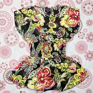 Y2K bisou bisou floral print babydoll blouse